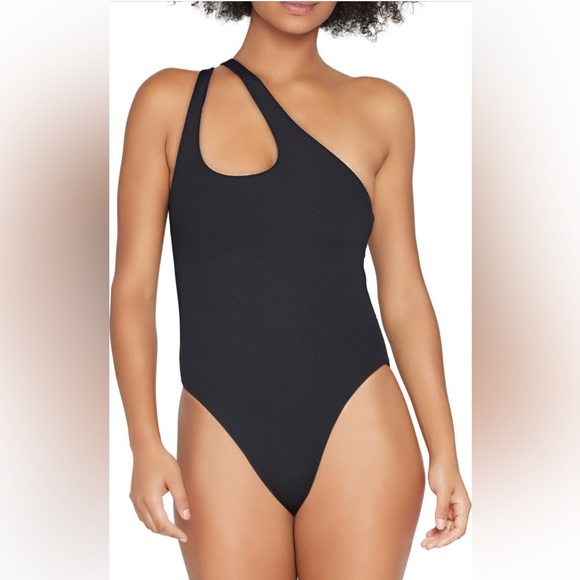 NWOT L*Space Phoebe Classic One-Shoulder Rib One-Piece Swimsuit - Picture 2 of 8
